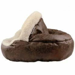 Alternative view of Precious Tails Vegan Leather Deep Dish Cave Pet Bed Home Pet Supplies
