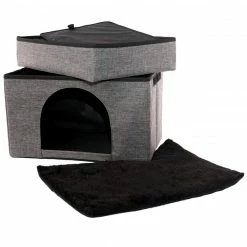 Alternative view of Precious Tails Linen Cat Cave With Storage Home Pet Supplies