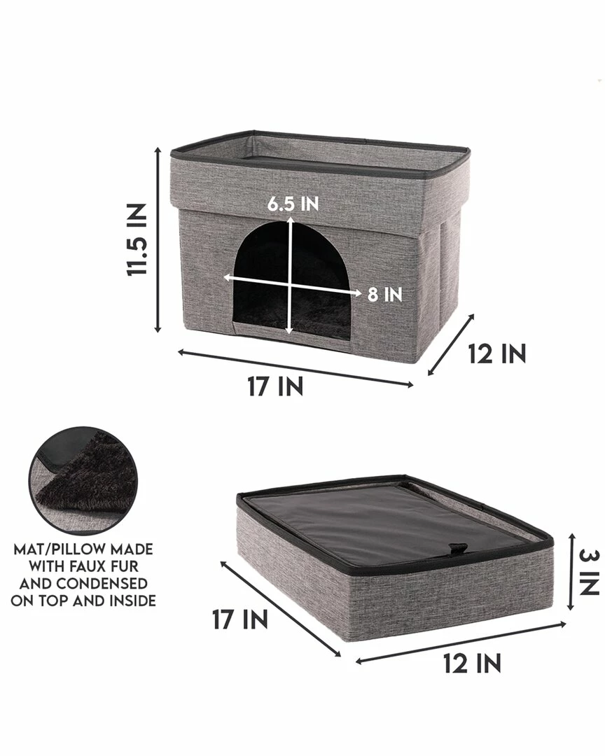 Precious Tails Linen Cat Cave With Storage Home Pet Supplies 5 Precious Tails Linen Cat Cave With Storage Home Pet Supplies - Image 3