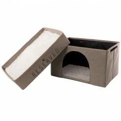 Precious Tails Linen Cat Cave With Storage Home Pet Supplies