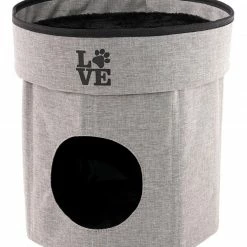 Precious Tails Linen Cat Cave With Storage Home Pet Supplies
