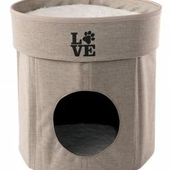 Precious Tails Linen Cat Cave With Storage Home Pet Supplies