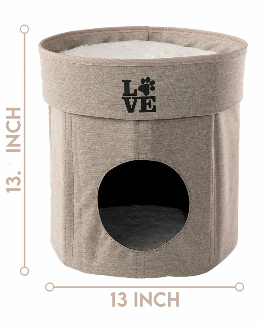 Precious Tails Linen Cat Cave With Storage Home Pet Supplies 5 Precious Tails Linen Cat Cave With Storage Home Pet Supplies - Image 3