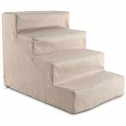 Precious Tails Herringbone High Density Foam 4 Steps Pet Dog Stairs Home Pet Supplies