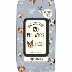 Precious Tails 120ct Baby Powder Scent Pet Grooming Wipes Home Pet Supplies