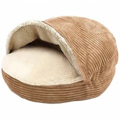 Precious Tails Plush Corduroy & Sherpa-Lined Pet Cave Bed Home Pet Supplies