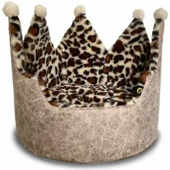 Precious Tails Leopard Crown Bed Home Pet Supplies