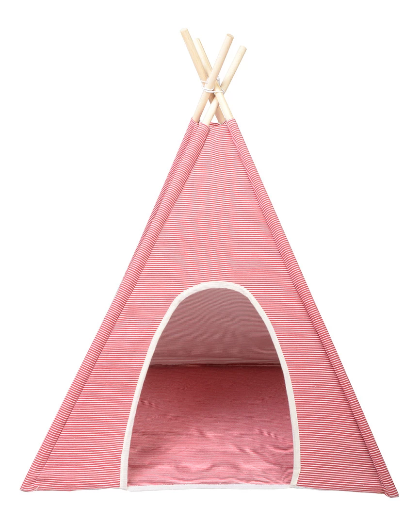 Precious Tails Ticking Stripe Pet Tee Pee Home Pet Supplies 4 Precious Tails Ticking Stripe Pet Tee Pee Home Pet Supplies - Image 2