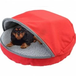Precious Tails Round Cave Hamburger Pet Bed With Sherpa Interior Home Pet Supplies