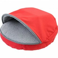 Alternative view of Precious Tails Round Cave Hamburger Pet Bed With Sherpa Interior Home Pet Supplies
